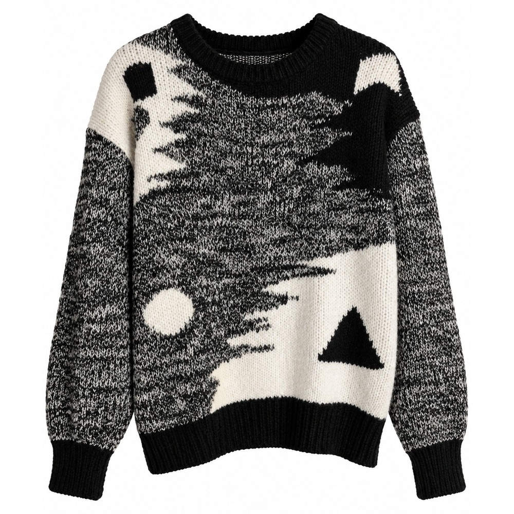 Vintage Cheval Abstract Geometric Indie Artsy Cozy Knit 80s Sweater Women L